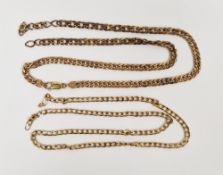 9ct yellow gold curb-link necklace, 47cm long together with a 9ct yellow gold double-link