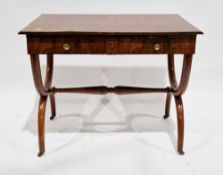 19th century-style mahogany side table, the rectangular top with thumbmould edge over two frieze