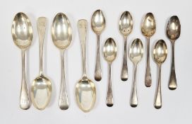 Collection of silver flatware including four Edward VII dessert spoons and four matching