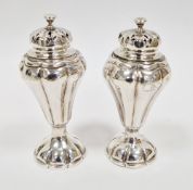 Victorian silver salt and pepper pot, London 1838, makers mark rubbed, having domed lids with