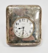 George V 'goliath' travelling pocket watch and case by Wilson & Sharp, the 8-day white metal cased