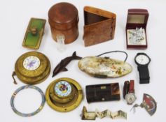 Mixed lot of collectables including 19th century tortoiseshell trinket box, burr walnut cigarette