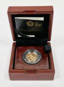 Royal Mint Elizabeth II gold proof half-sovereign 2014, sealed in it's Royal Mint wooden case of