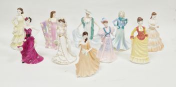 Ten Coalport bone china figures of ladies including Ladies of Fashion Annabel (cracked),