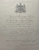 Victorian Royal College of Surgeons certificate awarded to Mr Andrew Clark, qualified for the