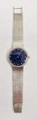 18ct gold Universal Geneve Golden Shadow automatic wristwatch, the blue dial with painted depictions