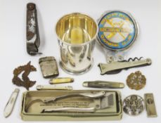 Mixed lot of small collectable items including a Reliant Sabre and Scimitar owners club car badge, a
