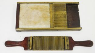 Victorian mahogany pill maker by Maw, Son & Thompson, with marble plate and brass fittings, 33cm