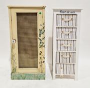 Painted hardwood bookcase cupboard, the sides handpainted with scenes of a naked woman by a lake,