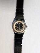 Gent's Nivada Depthomatic stainless steel strap watch, with circular black dial, outer ring and