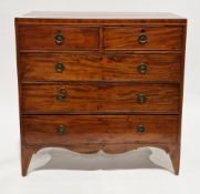 Early 19th century chest of drawers, the rectangular caddy top with ebonised rim over two short