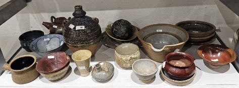 Collection of Studio Pottery, including a flared conical bowl by Tessa Fuchs (1936-2012), painted