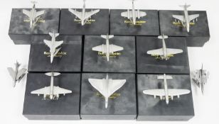 Collection of 15 Royal Hampshire Art Foundry pewter model aircraft (13 of which are boxed) including