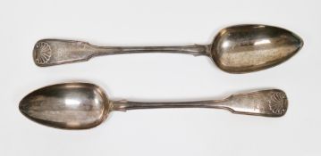 Pair of George III silver turkey basting spoons, London 1814, William Eaton, fiddle, thread and