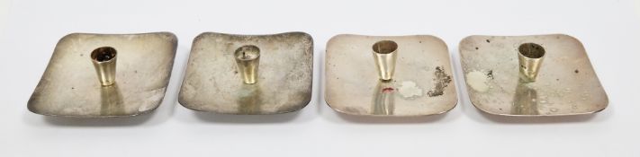 Set of four silver candlesticks, London 1965, maker LAG, the sconces of cylindrical tapering form on