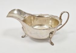 George V silver sauceboat, Sheffield 1936, Viners Ltd, with wavy edge and plain body, loop handle