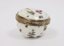 19th century German porcelain silver-mounted flower-moulded snuff box and cover, the exterior