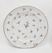 Niderviller porcelain charger, late 18th century, painted blue crowned interlaced C marks/No.61 in