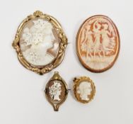 Sterling silver framed oval cameo brooch carved with three dancing ladies, 5cm long together with