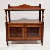 Late 19th/early 20th century mahogany buffet having a shaped back rail, the thumbmould edge top