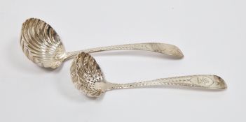 Edward VII Irish silver sifting spoon, Dublin 1909, maker J.S and Victorian Irish silver sugar