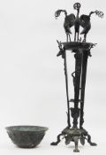 19th century Italian ‘ Grand Tour ‘ Brazier, the bowl held on three birds, supported on a stand with