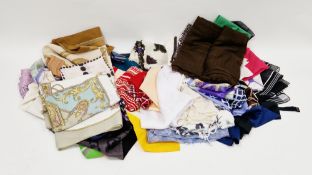 Collection of over forty head and shoulder scarves, including silk, Italian, Jaeger, Jacqmar, Kreier