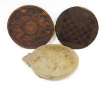 Indian sandstone rolling board in the form of a turtle, 38cm long together with an African