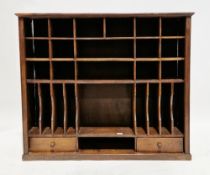 Late 19th/early 20th century oak office wall filing cabinet, having an arrangement of pigeonholes,