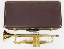 Vincent Bark International Ltd  ‘Elkhart 300 series ‘ trumpet with a gilt brass finish, contained in