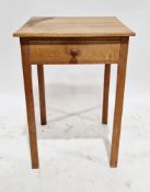 Modern oak square side table with single drawer, on square legs, 72cm high x 51cm wide