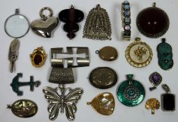 Two vintage sewing boxes filled with costume jewellery including pendants, bangles and other items