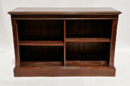 Mahogany-effect dwarf bookcase in the George III manner, with two short adjustable shelves, on a