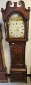 Late 18th/early 19th century oak eight-day longcase clock, painted broken arch dial with roman