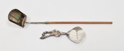 George III silver tea caddy shovel, Birmingham 1819, Joseph Taylor, of plain form on a replaced