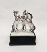 Royal Worcester group of the 'Trio of Circus Horses' modelled by Doris Lindner on an ebonised plinth