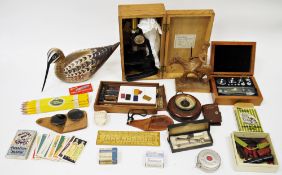 Mixed lot of collectables including a boxed Milbro student microscope, a mahogany cased jeweller's