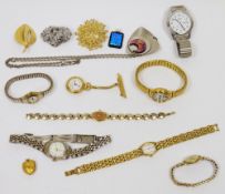 Collection of costume jewellery and wristwatches including boxed museum selection pendants and