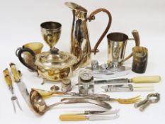 Mixed lot of silver plate metalware and other items including an Art Deco chrome cruet set in the