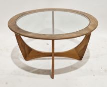 Mid-century G-Plan Astro teak and glass circular coffee table, 46cm high x 83.5cm diameter