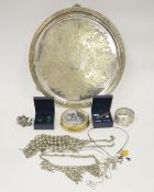 Mixed lot of white metal and costume jewellery including a middle eastern white metal belt and