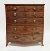 Large early 19th century mahogany bowfronted chest comprising two short and four long graduated