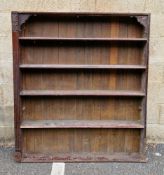 Victorian mahogany shop display shelf unit, having a panel back and four fixed shelves, 140cm high x