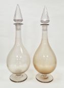 Large pair of late 19th century shop-display apothecary swan neck carboys and spire shaped faceted