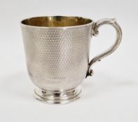 Victorian silver christening mug, London 1858, Garrard & Co, with engine-turned decoration,