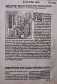 Two early framed German woodcut plates The first titled 'Das Ander Buch' (the second book), 'Die