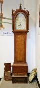 Georgian mahogany cased eight-day longcase clock with painted broken-arch dial decorated with