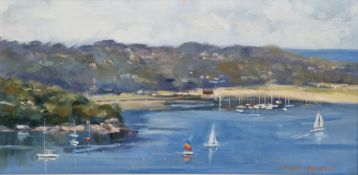 Shirley Allwright  Oil on board Harbour scene, signed lower right, 20cm x 40cm and the frame