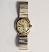 Gent's Rotary 9ct gold strap watch, the circular dial with subsidiary seconds dial and on later gold
