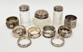 Cased set of two Victorian silver napkin rings, Birmingham 1894, another pair of silver napkin